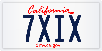 CA license plate 7XIX