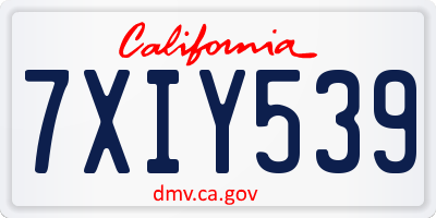 CA license plate 7XIY539