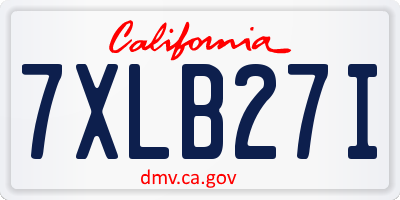 CA license plate 7XLB27I