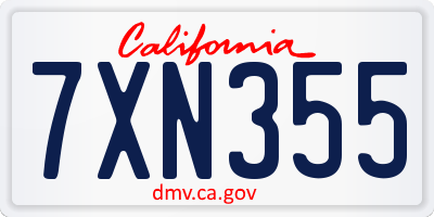 CA license plate 7XN355