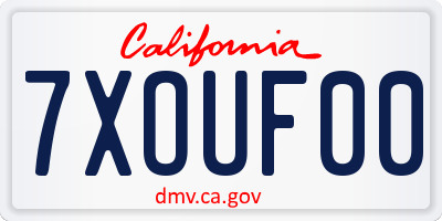 CA license plate 7XOUF00