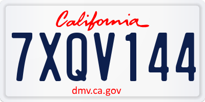 CA license plate 7XQV144