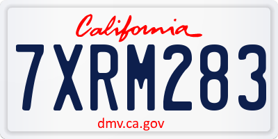 CA license plate 7XRM283