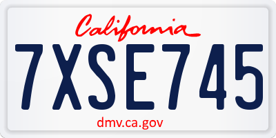 CA license plate 7XSE745