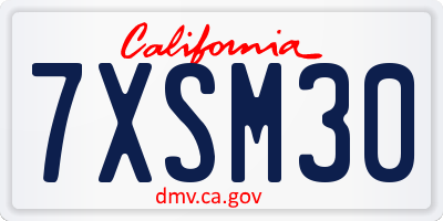 CA license plate 7XSM30