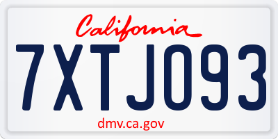 CA license plate 7XTJO93