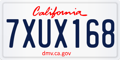 CA license plate 7XUX168