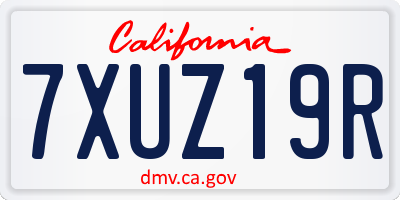 CA license plate 7XUZ19R