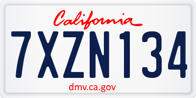 CA license plate 7XZN134
