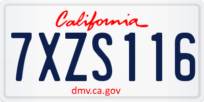 CA license plate 7XZS116