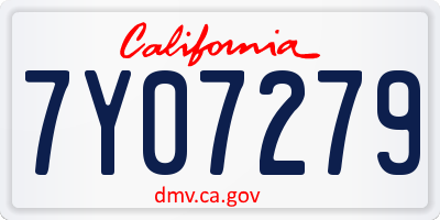 CA license plate 7Y07279