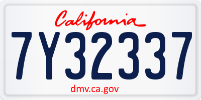 CA license plate 7Y32337