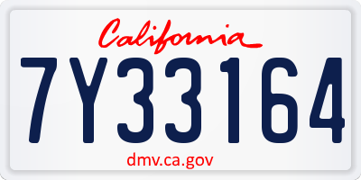 CA license plate 7Y33164