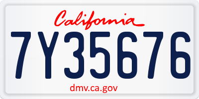 CA license plate 7Y35676