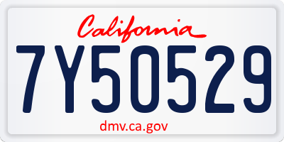 CA license plate 7Y50529