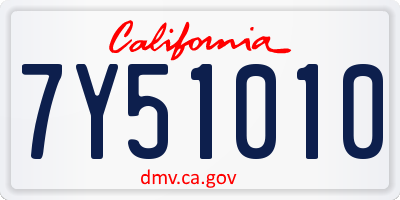 CA license plate 7Y51010