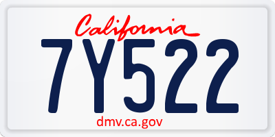 CA license plate 7Y522