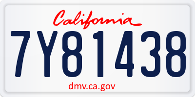 CA license plate 7Y81438