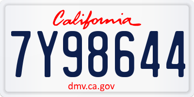 CA license plate 7Y98644