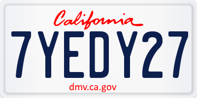 CA license plate 7YEDY27