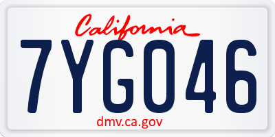 CA license plate 7YG046