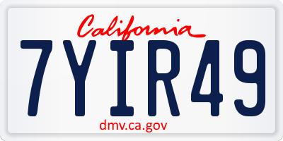 CA license plate 7YIR49