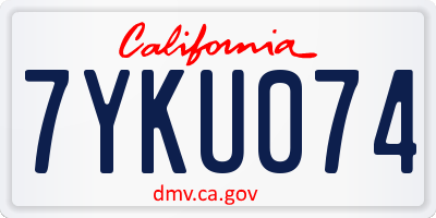 CA license plate 7YKU074