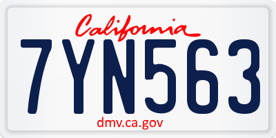 CA license plate 7YN563