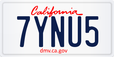 CA license plate 7YNU5