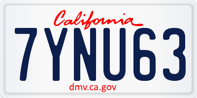 CA license plate 7YNU63