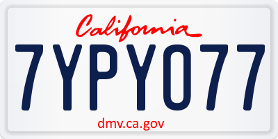 CA license plate 7YPYO77