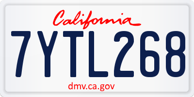 CA license plate 7YTL268
