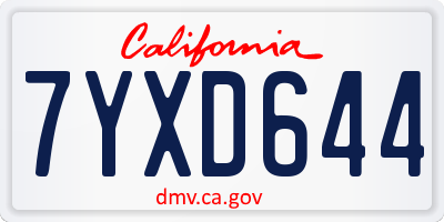 CA license plate 7YXD644