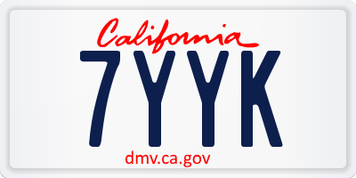 CA license plate 7YYK