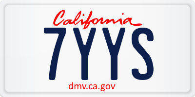 CA license plate 7YYS