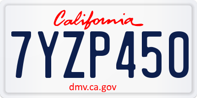 CA license plate 7YZP450