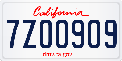 CA license plate 7Z00909