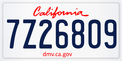 CA license plate 7Z26809