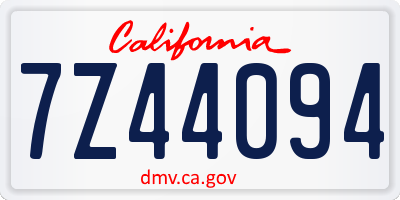 CA license plate 7Z44094