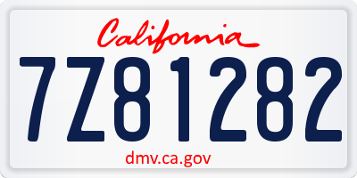 CA license plate 7Z81282