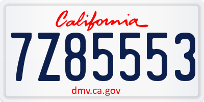 CA license plate 7Z85553