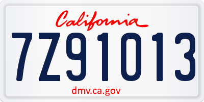 CA license plate 7Z91013