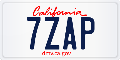 CA license plate 7ZAP