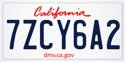 CA license plate 7ZCY6A2