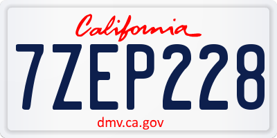 CA license plate 7ZEP228