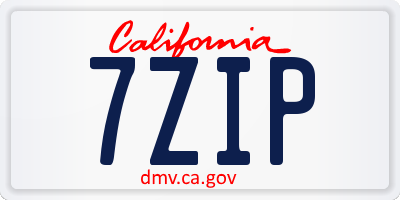 CA license plate 7ZIP