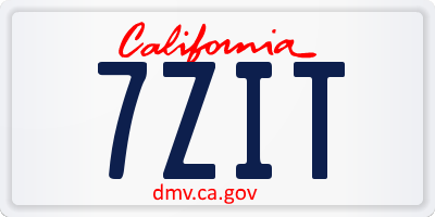 CA license plate 7ZIT