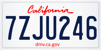 CA license plate 7ZJU246