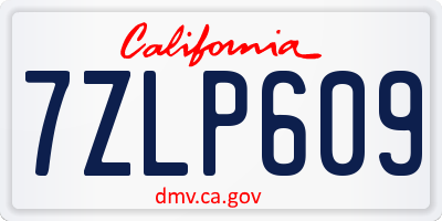 CA license plate 7ZLP609