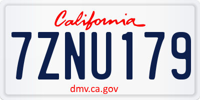 CA license plate 7ZNU179